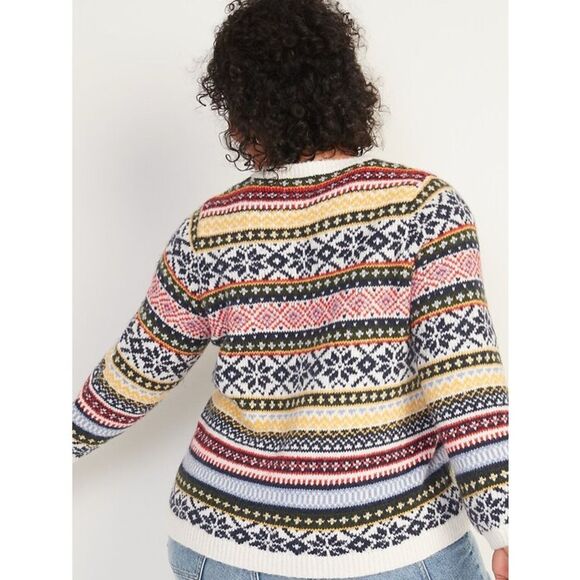 Old Navy Fair Isle Chunky Knit Sweater & Scarf White Multicolor XXL - Picture 6 of 16